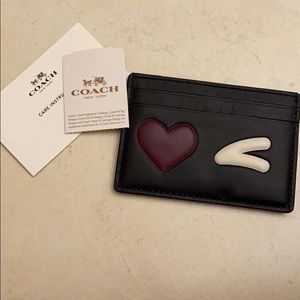 NEW COACH heart wink card case